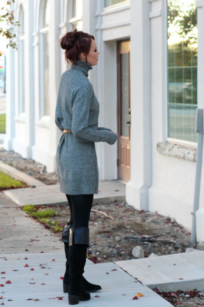 Oversized Sweater Dress with Knee High Boots. : Look fashionable and be comfortable this fall and winter!